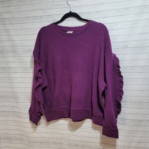A NEW DAY RUFFLE SLEEVE PURPLE SWEATER, SZ XXL